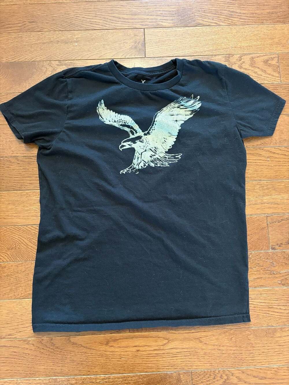 American Eagle Outfitters Black S/S T-Shirt Men's Size M Athletic Fit Eagle Logo